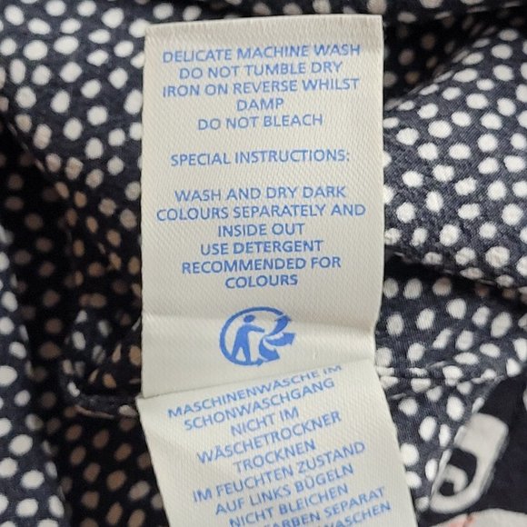 Boden Tunic Dress Womens 2 R 3/4 Sleeve Black Floral Polka Dot - Picture 15 of 16